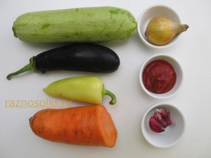ингредиенты для овощной икры